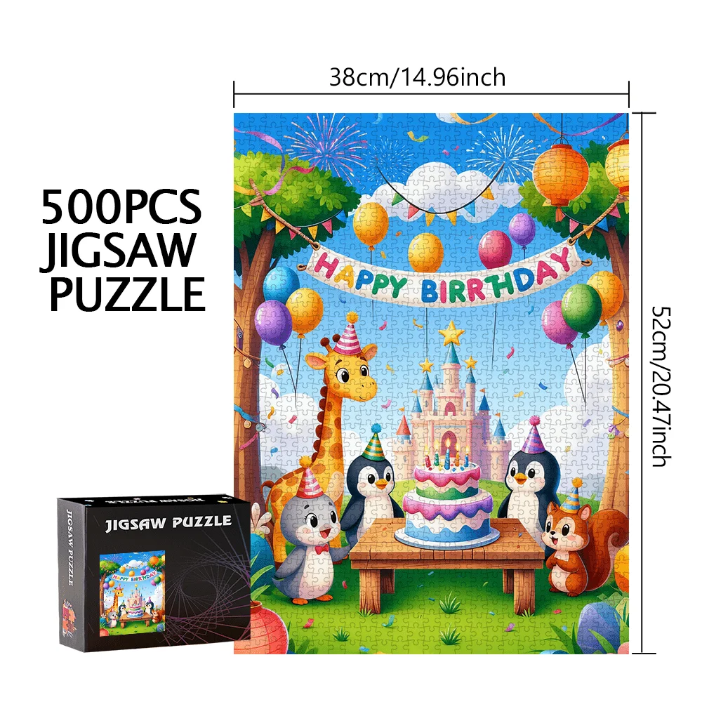 จิ๊กซอว์ภาพสัตว์ในงานวันเกิด สำหรับผู้ใหญ่ ของเล่นเสริมสร้างสติปัญญา ตกแต่งบ้าน ใช้เวลาว่างอย่างมีความสุข