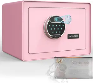Pink Fingerprint Safe for Home, 1.2 Cu Ft Biometric Security Safe Box with Touchscreen Keypad, Jewelry Safes for Cash, Fireproof