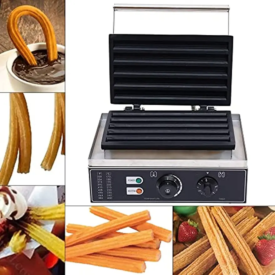 

Commercial Nonstick 110V Electric 5 Sticks Churros Waffle Maker Baker 5 Bars Churro Machine