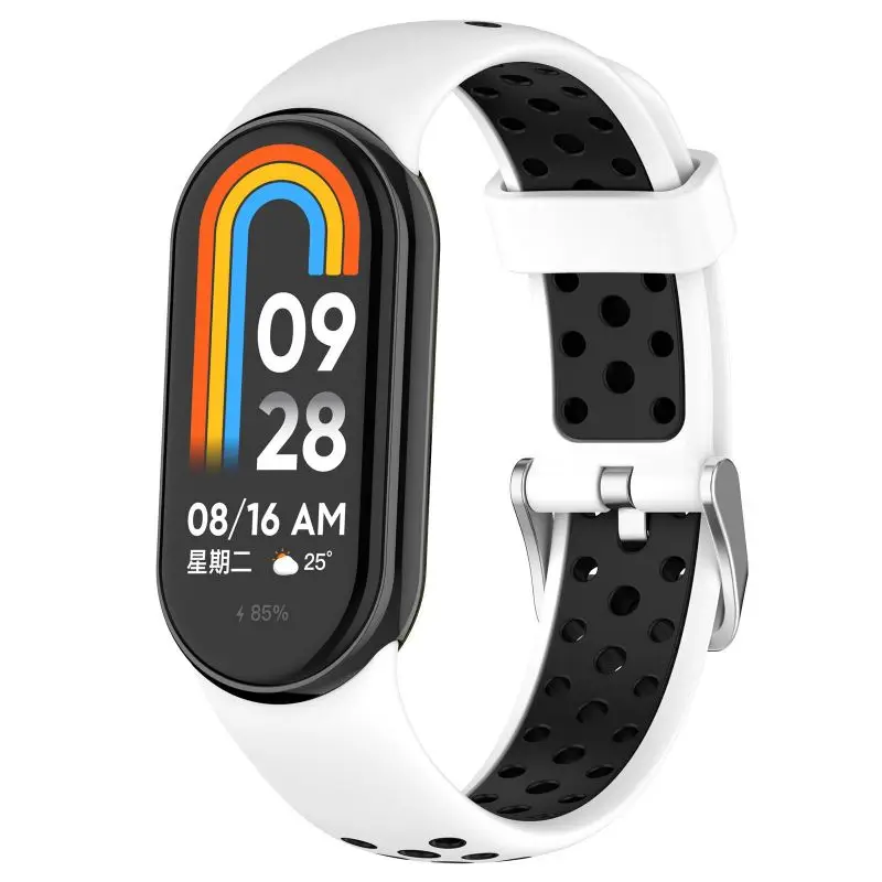 Silicone Bicolor Strap for Xiaomi Mi Band 9 8 SmartWatch Breathable Bracelet Replacement Wristband for Mi Band 9 8 NFC Watchband