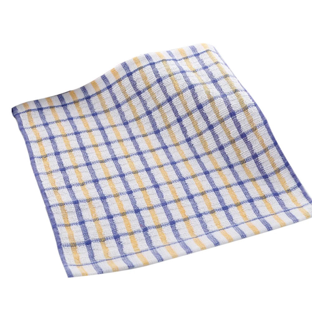 

Kitchen Rag Towels Cotton Yarn Non stick Plaid Absorbent Dish Window Glass Cloth Machine Washable