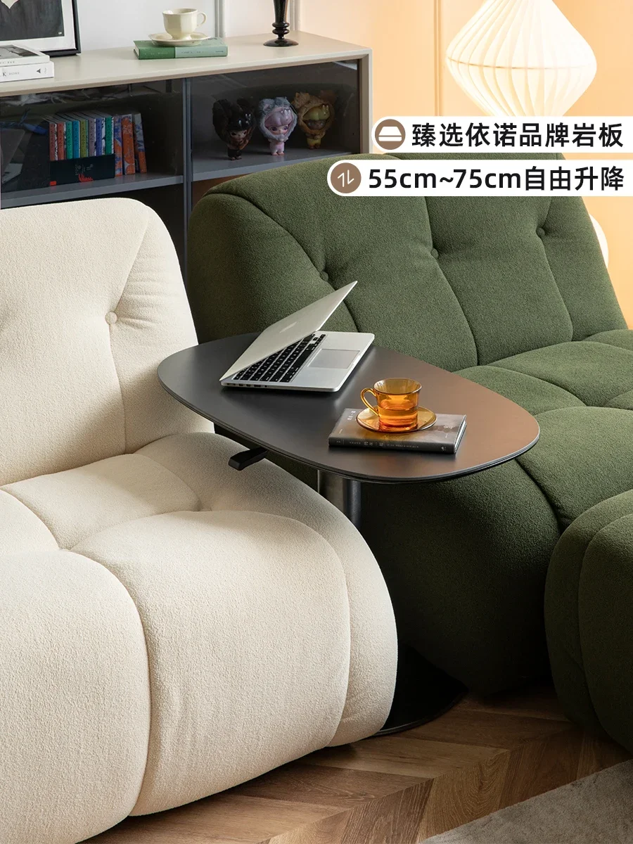 Side table can be lifted, coffee table light luxury, bedside table, sofa   rock slab small round