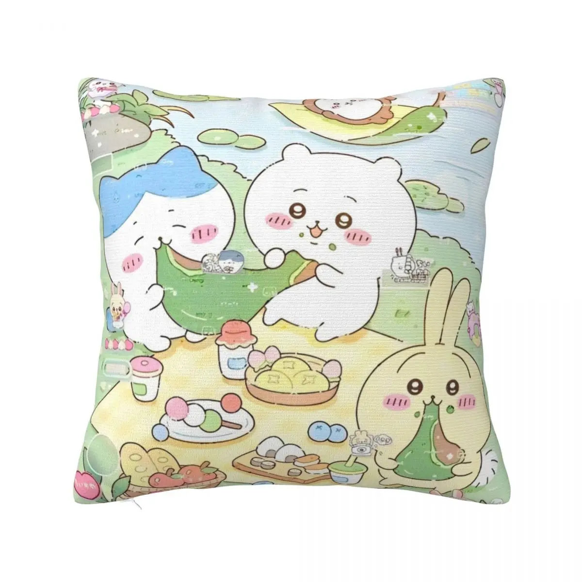 

Kawaii Chiikawa Picnic Manga Pillowcase Soft Polyester Cushion Cover Cute Japanese Anime Pillow Case Cover Home Zippered 40X40cm