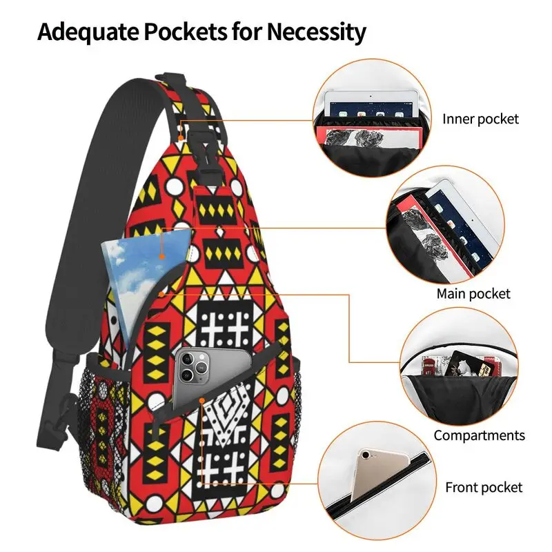 Kizomba Samakaka Ankara Print Sling Chest Crossbody Bag Men Fashion African Pattern Wax Design Shoulder Backpack for Hiking