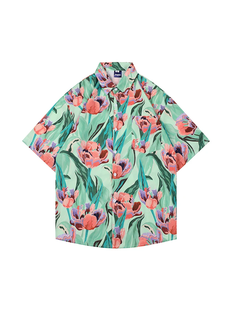 

Trendy American Sle Men's ort Sve irt Spring Summer Cheered Casual Beach Vaion Coat Loose Fit Youth ular Pol...