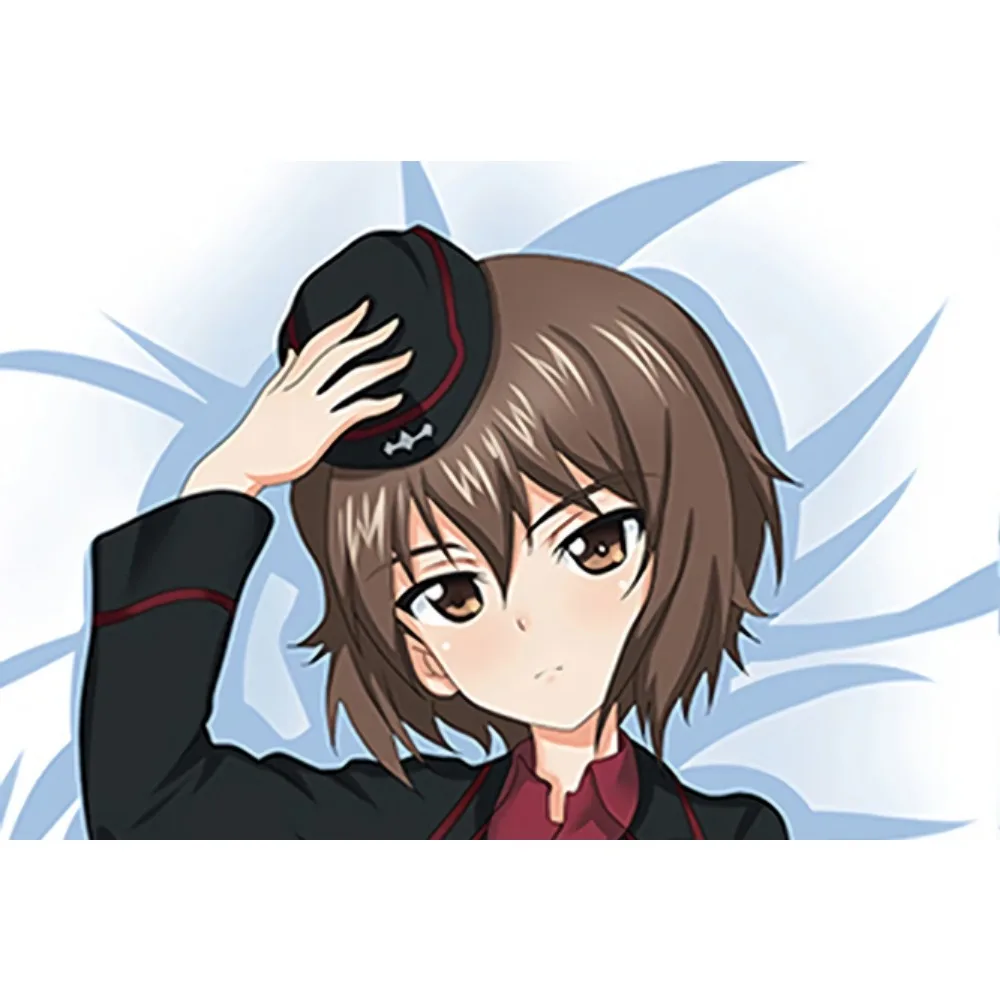 Military Uniform Short Hair Anime Girl Dakimakura Body Pillow Cover Double‑Sided Art Print For Maho Nishizumi