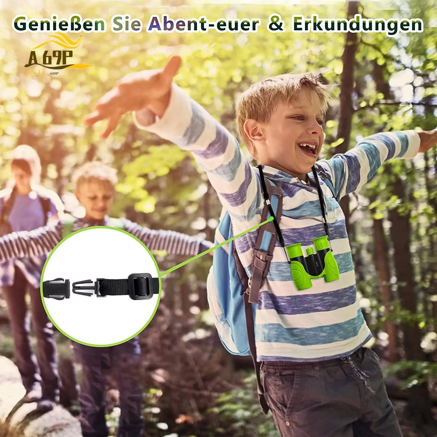 A69P-Binoculars For Kids High-Resolution 8X21 Small Compact Binoculars For Bird Watching Hiking Camping Exploration