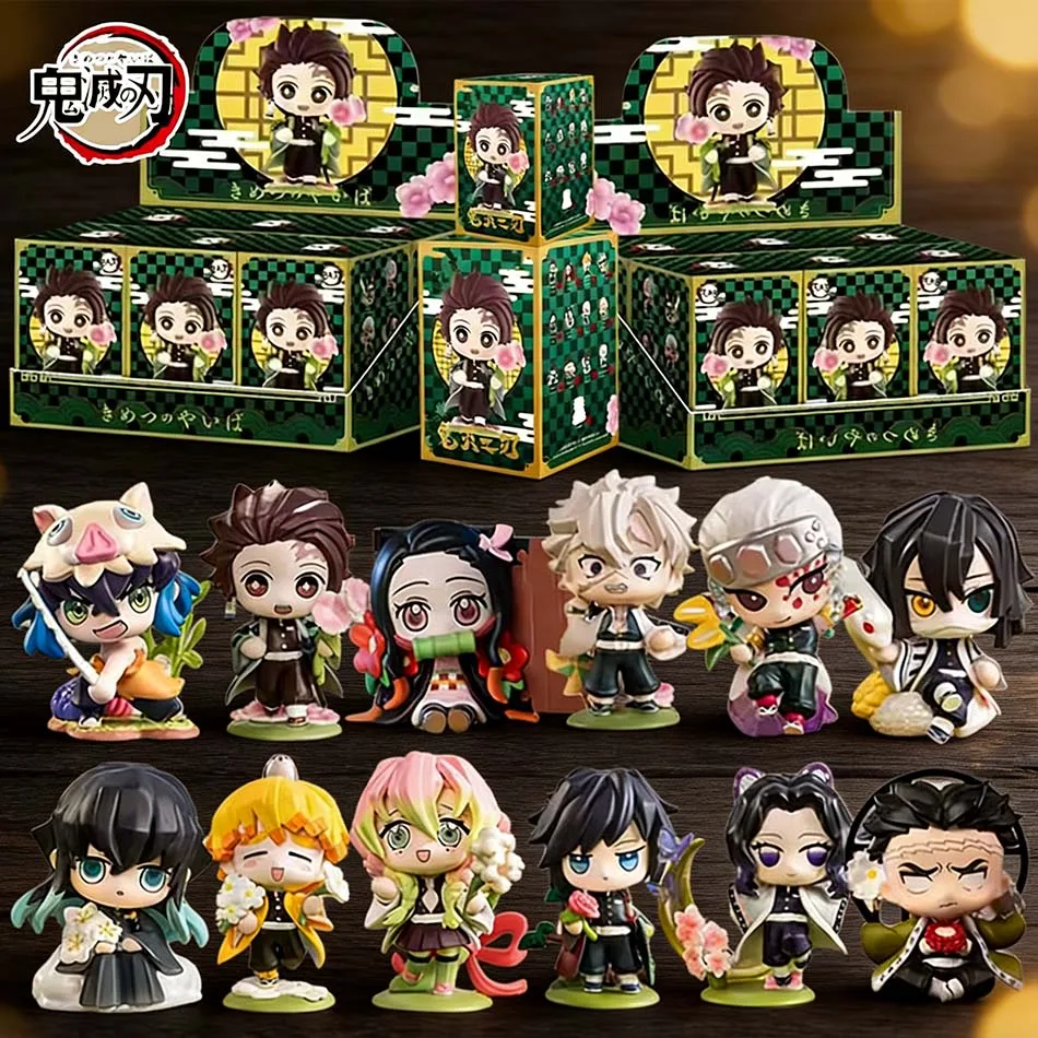 

1-12pcs Anime Demon Slayer blind box Tanjiro Kamado Nezuko cartoon figure PVC model ornament Christmas Halloween gift