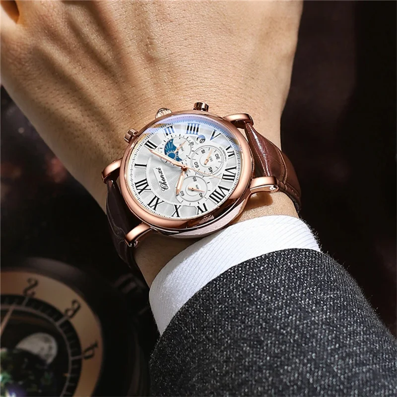 CHENXI 973 Top Brand Men Watches Waterproof Luminous Luxury Leather Casual Sports Quartz Wristwatch Military Male Watch For Men