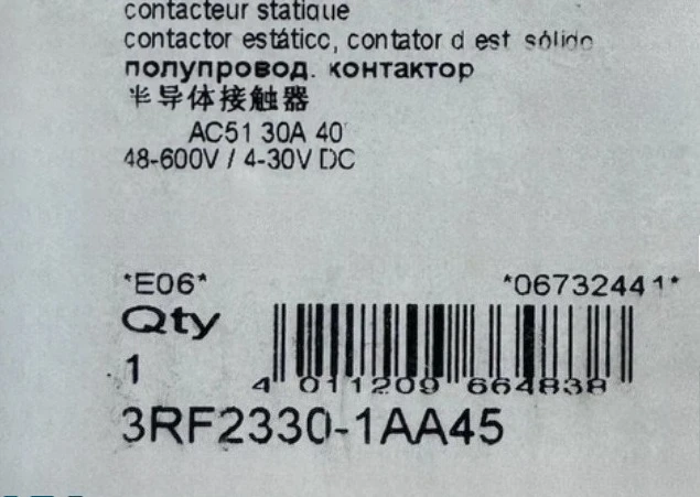

Brand New 1pcs 3RF2330-1AA45 Solid State Contactor Hot Selling Expedited shipping