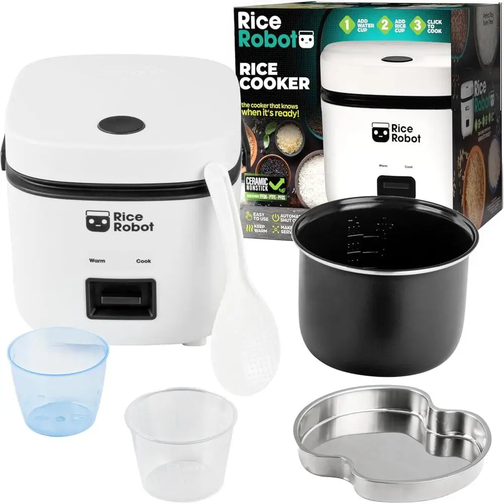 

Rice Cooker 4.5 Cups Cooked Electric Mini Rice Maker Pot Small 1.2 Qt Vegetable Steamer Ramen Oats Grain Cooker