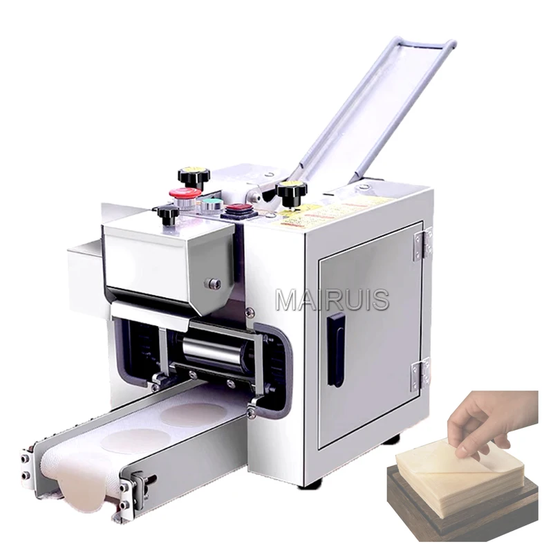 Máquina automática para hacer envoltorios de Wonton con rollo de primavera, máquina para hacer piel de bola de masa de Empanada congelada Gyoza