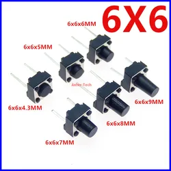 20Pcs Tactile Switch Momentary Tact 6x64.3/5/6/7/8/9/10mm 6*6*4.3mm 5mm 6mm 7mm 8mm 9mm 10mm Middle pin 2pins