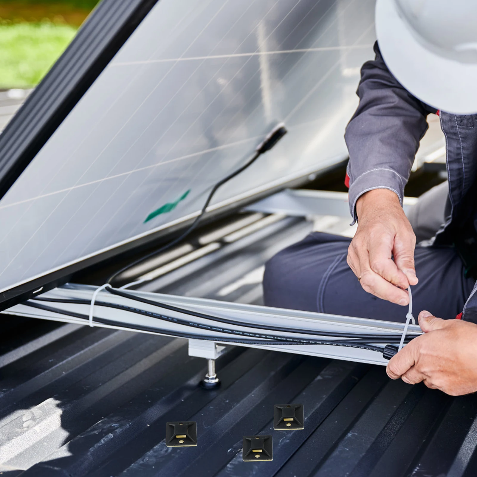 

100Pcs Cable Tie Mounts with Adhesive Back Mounting Squares for Zip Ties Easy to Install No Tools Required for Wire Fixing