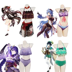 Genshin Impact Kaedehara Kazuha strój kąpielowy przebranie na karnawał kobiety Bikini Top szorty płaszcz stroje Halloween karnawał garnitur