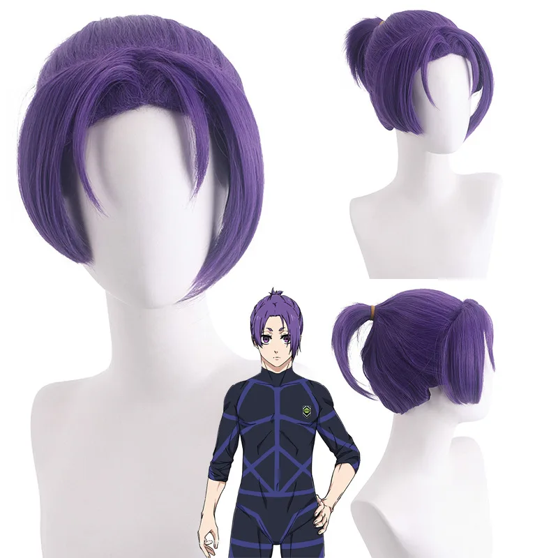 

Длинный фиолетовый синтетический парик с хвостиком для женщин, аниме, костюм для вечеринки, термостойкое волокно, волосы для косплея