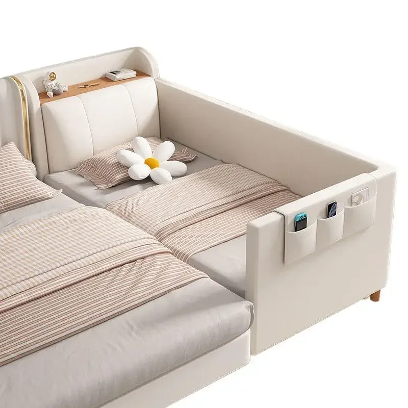 

Children's bed splicing bed, storage solid wood baby single bed, girl baby bed