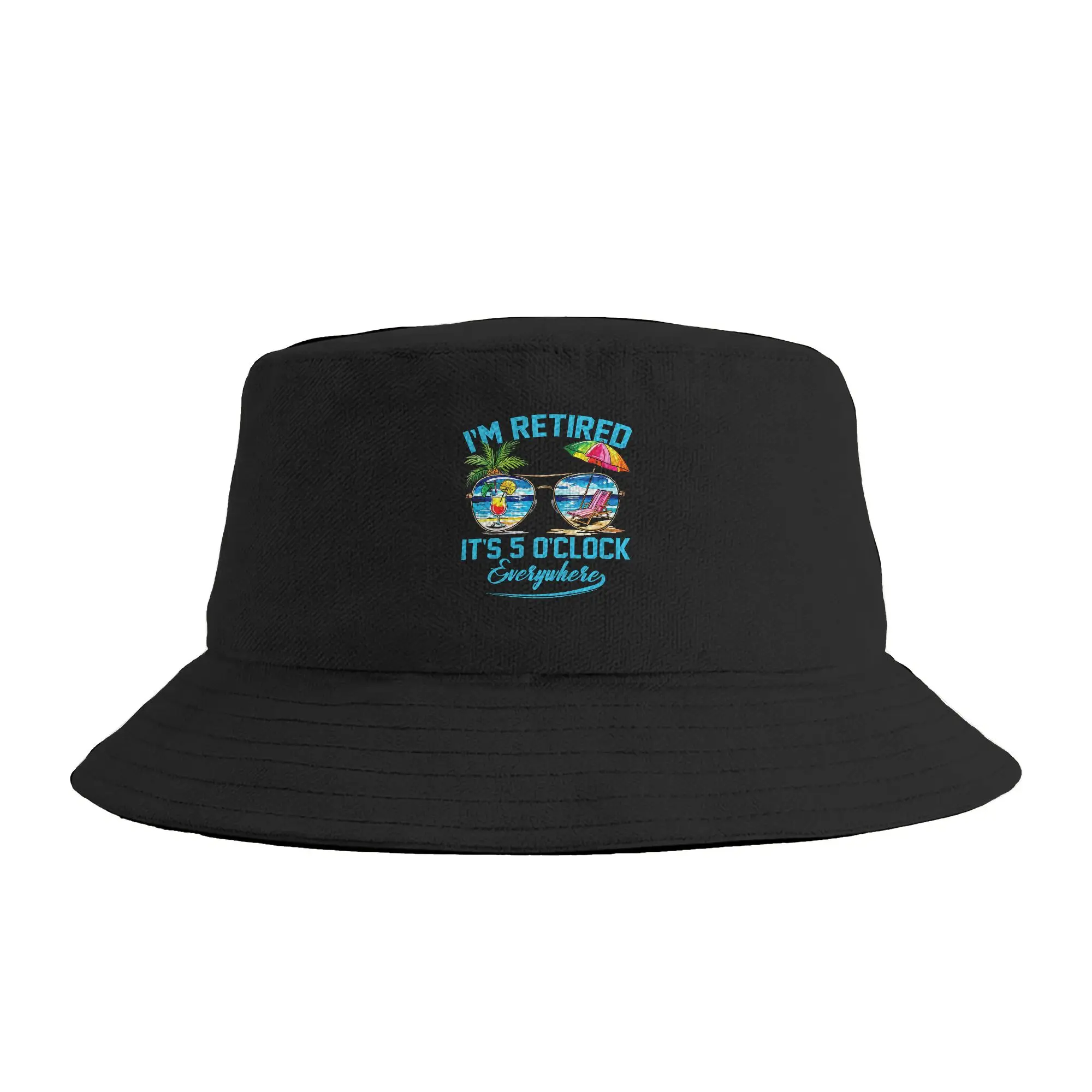 I‘m Retired  It’s 5 o‘clock Everywhere Funny Retirement Bucket Hat Summer  Casual Fisherman Hats For Men Women Soft Fold Caps