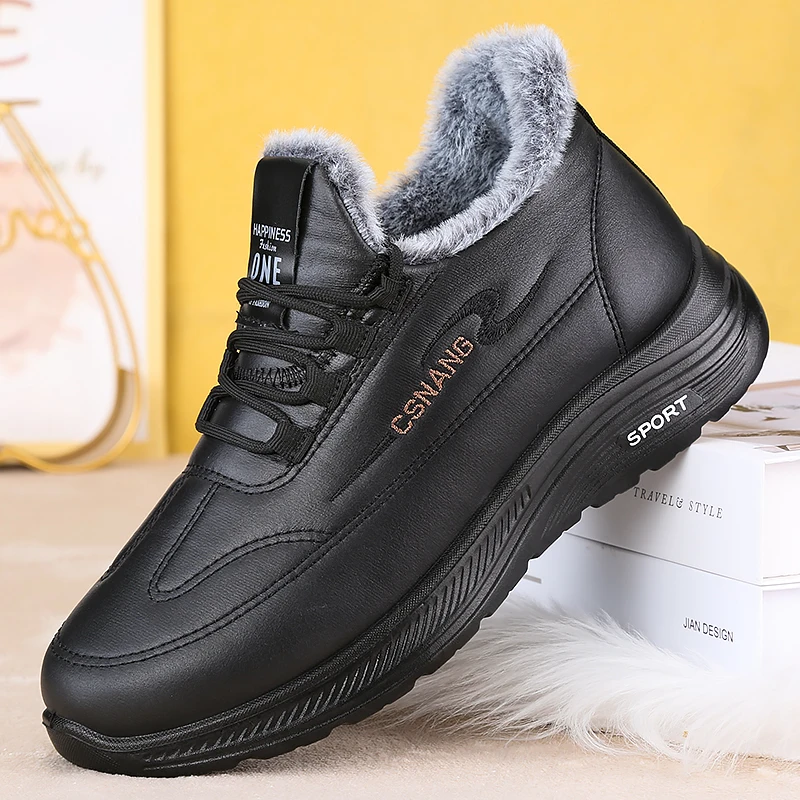 Herren-Winterstiefel mit Schnürung, knöchelhohe Stiefel, weiche und dicke Sohle, Baumwollschuhe für Outdoor-Aktivitäten. – Detail 6