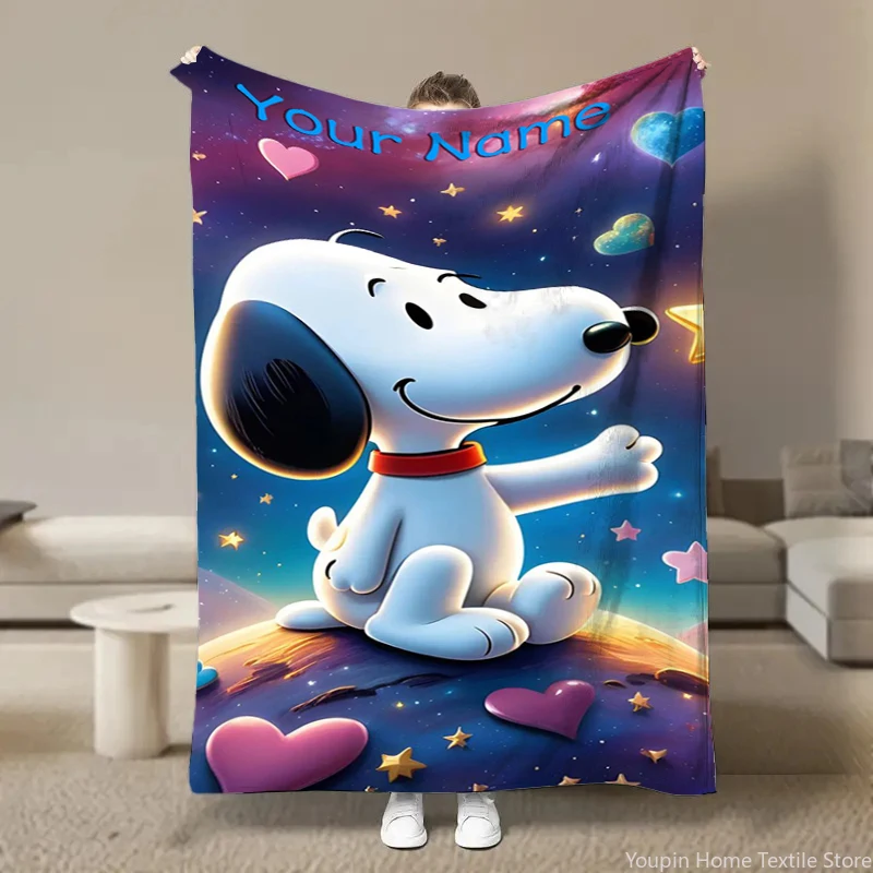 Couverture Personnalisée avec Nom, SnoAmendements, Chien de Dessin Animé, en Peluche Douce, Glutnel, pour Lit, Canapé, Cadeau pour Enfant