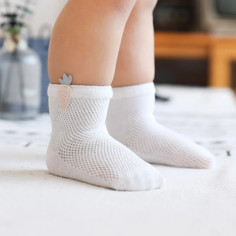 3 Pairs Infant Baby Socks for Girl Boy Thin Cotton Breathable Mesh Cute Accessories Unisex Newborn Boneless Short Socks