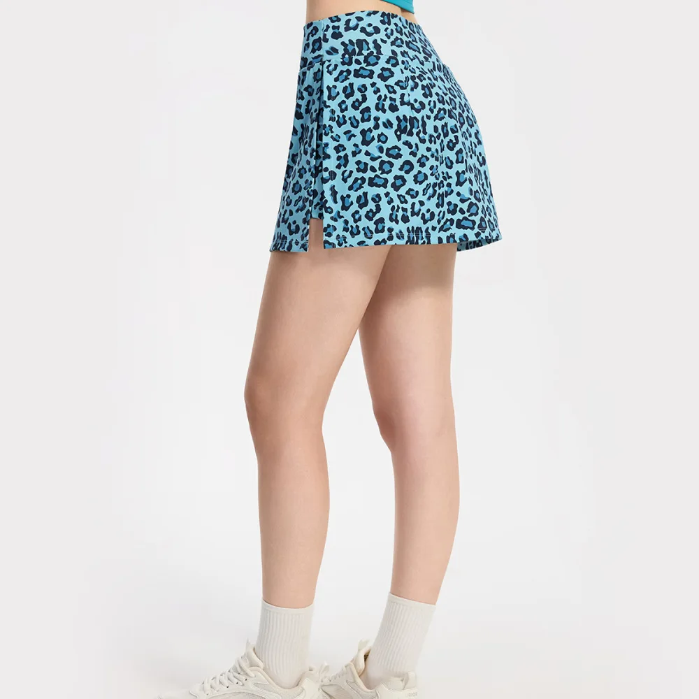 Athletic Skirt With Shorts Women Leopard Print Quick Dry Gym Yoga Running Fitness Tennis Training Sport Skort Active Wear