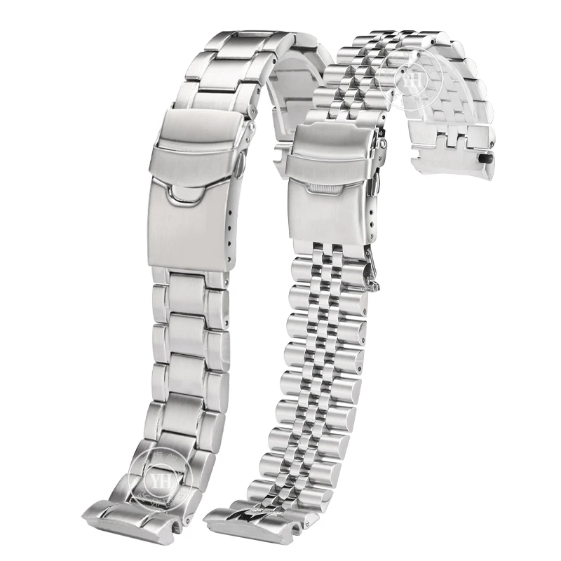 For Seiko PADI SRPE99K1 SRP777J1 SRPA21J1 Watch strap Curved End Stainless Steel Watchband Wrist Belt Silver black gold 22mm