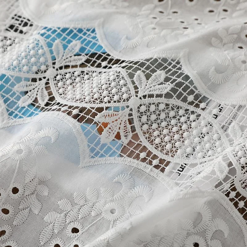 Grid Cotton fabric Striped Embroidery Eyelets Flowers Cotton Lace For DIY Boho Wedding Dress Boho dress