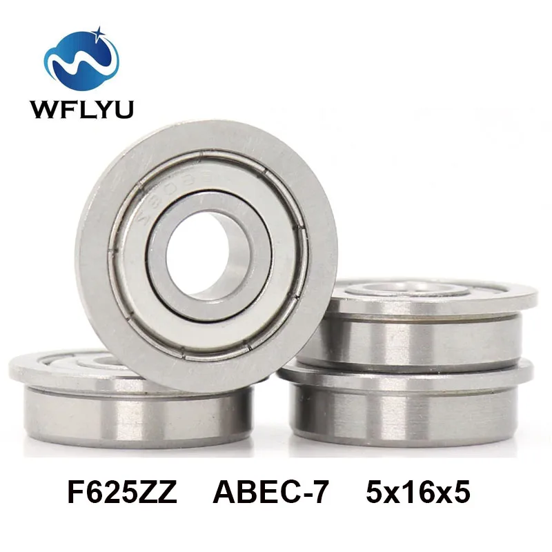 

WFLYU 10PCS F625ZZ 5x16x5 mm Miniature Flange Bearing 625 RS F625RS ABEC-7 3D Printer & Model Aircraft Bearings подшипник