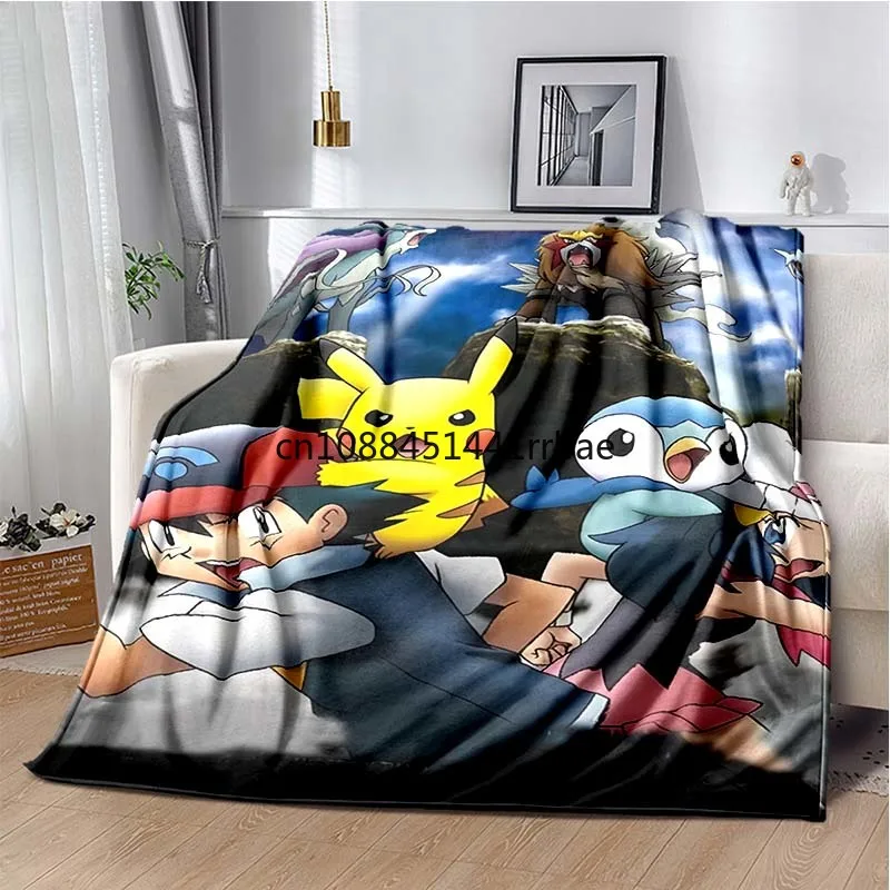 Cartoon PP-Pokemon Logo Blanket Lightweight Warm Insulation Sofa Bed Office Car Knee Pads Blankets,Decke