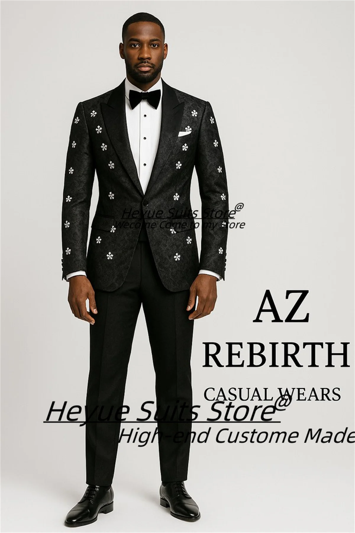 Customized Black Elegant Men Suits Slim Fit Shawl Lapel Groom Wedding Tuxedos 2 Pieces Sets Male Casual Blazers Costume Homme