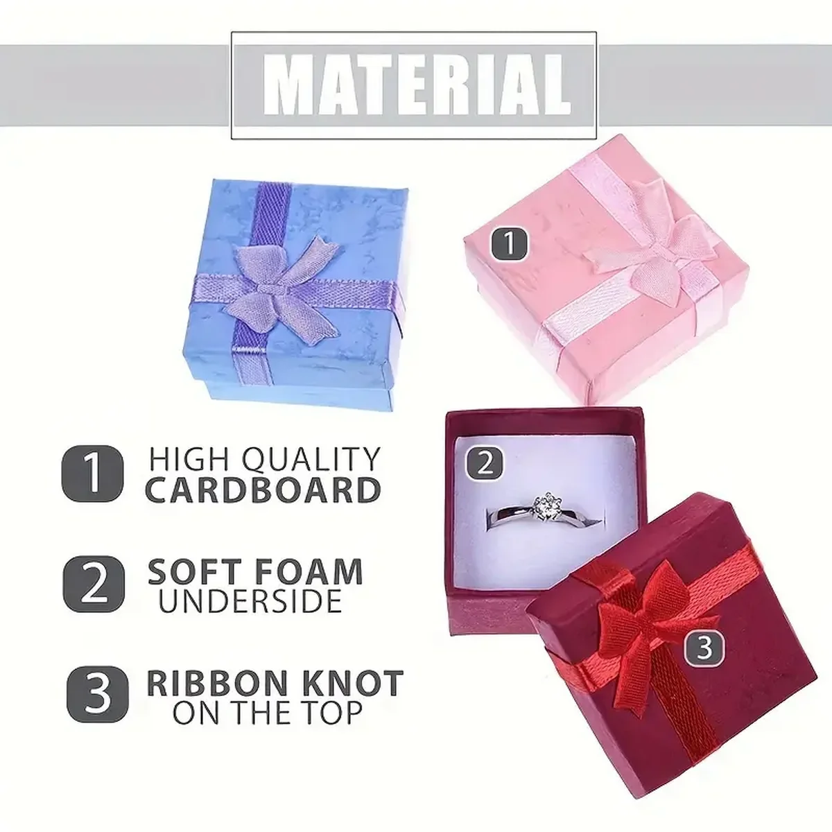 مجموعة علب هدايا المجوهرات - صندوق ورقي على شكل قلادة وأقراط وخاتم وسوار مع تغليف شريطي لعرض هدايا تزيين الزفاف