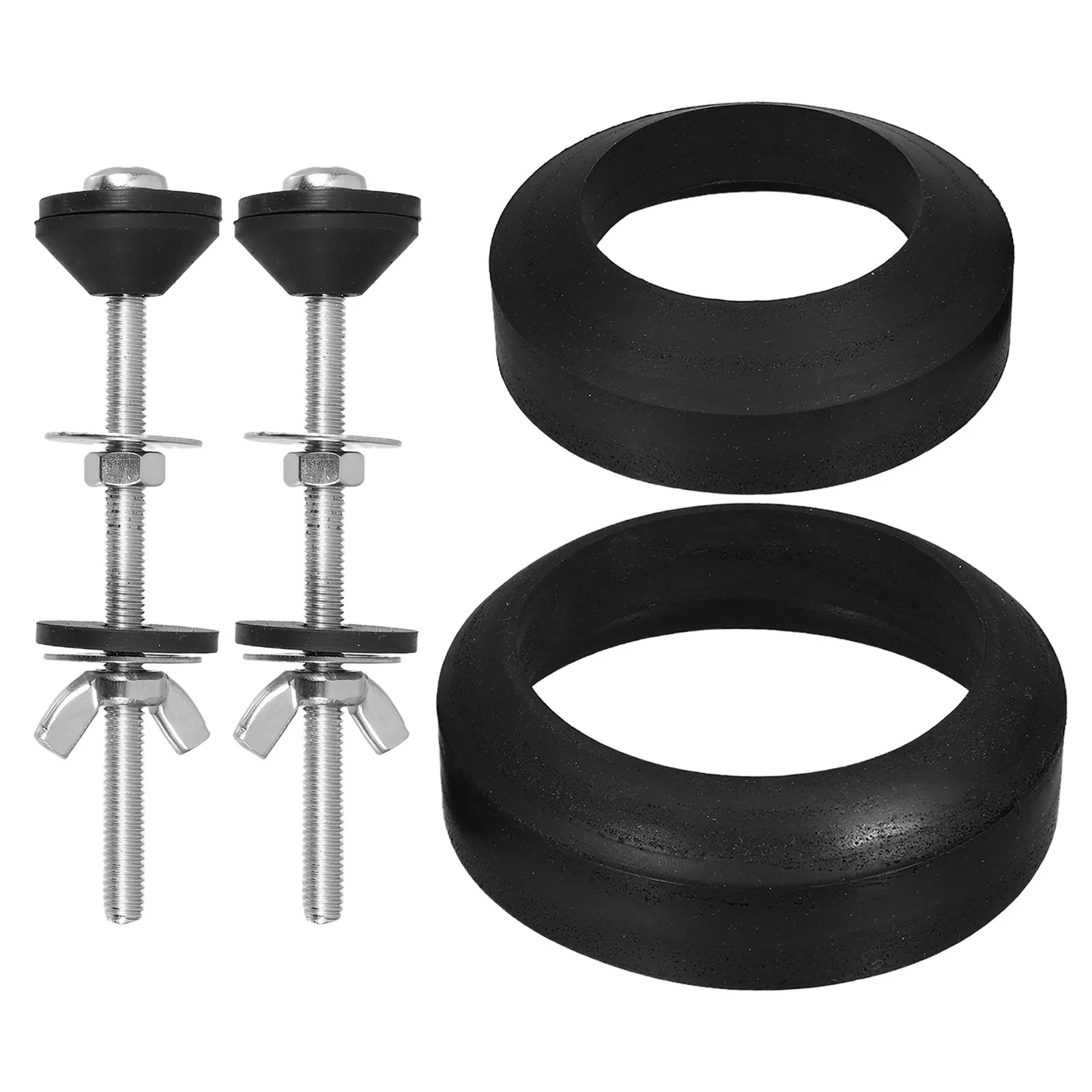1Set Heavy Duty Toilet Tank Bolts and Washers Kit Extended Screws Rubber Gaskets Leakproof Sealing for Universal Toilet Tank