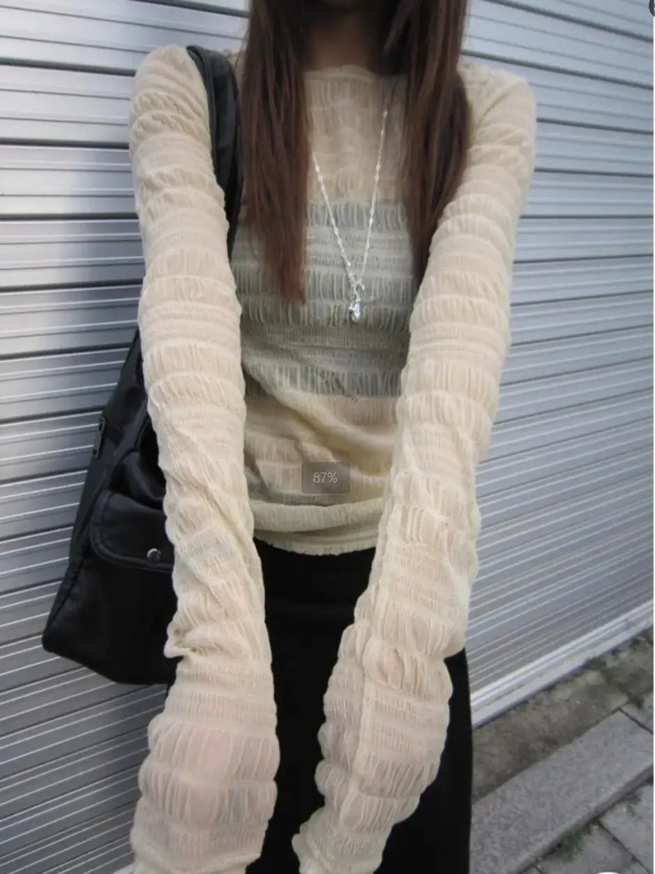 

Retro Japanese Sle Long Sve Lace Trim Fit round Ne T-irt Women's Top Commute Sle ort Length Other Material