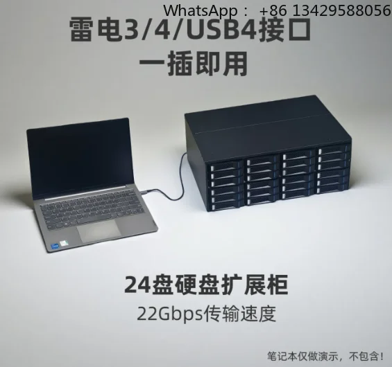 24-Bay Thunderbolt 3/4 Storage Enclosure, USB4 22Gbps High Speed RAID Expansion for 4K/8K Video Editing