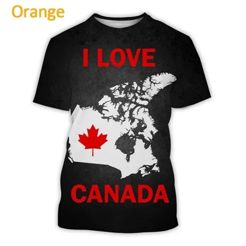 3d Print I Love Canada Graphic Tshirt For Men Casual Short-sleeved Personalized Hip-hop Tee Tops Men Women Canadian Flag Tshirts