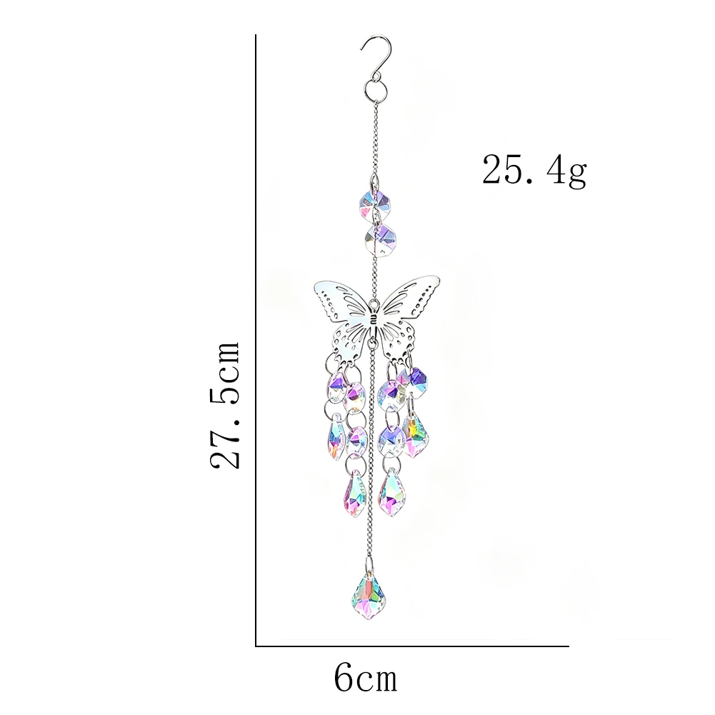 Silberner Schmetterling Sonnenfänger Hängeanhänger Irisierendes Kristallprisma Perlen Regenbogenmacher Fenster Heim Innendekor Ornament – Detail 3