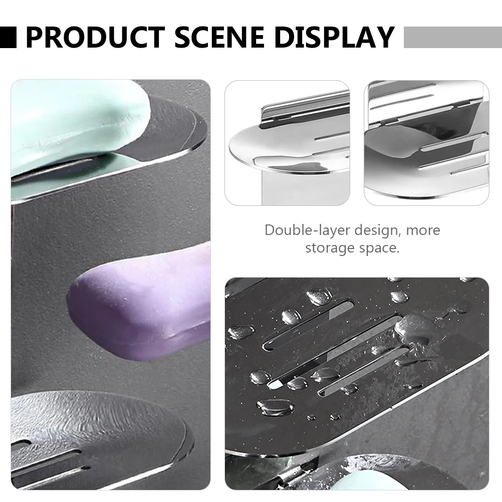 

Мыльница из нержавеющей стали, двухслойная сливная полка, держатель без перфорации, портативная мыльница для хранения в отеле в ванной комнате