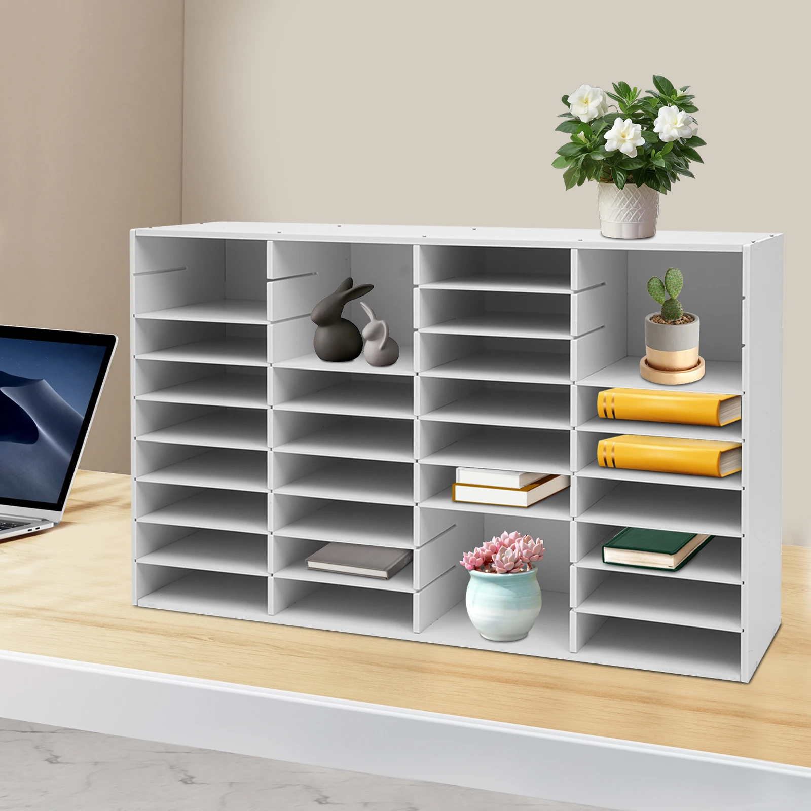 

Настольный органайзер для документов на 36 отделений, белый, современный прямоугольный сортировщик для офисной почты, большой держатель для документов, выдерживает нагрузку до 80 кг/176 фунтов