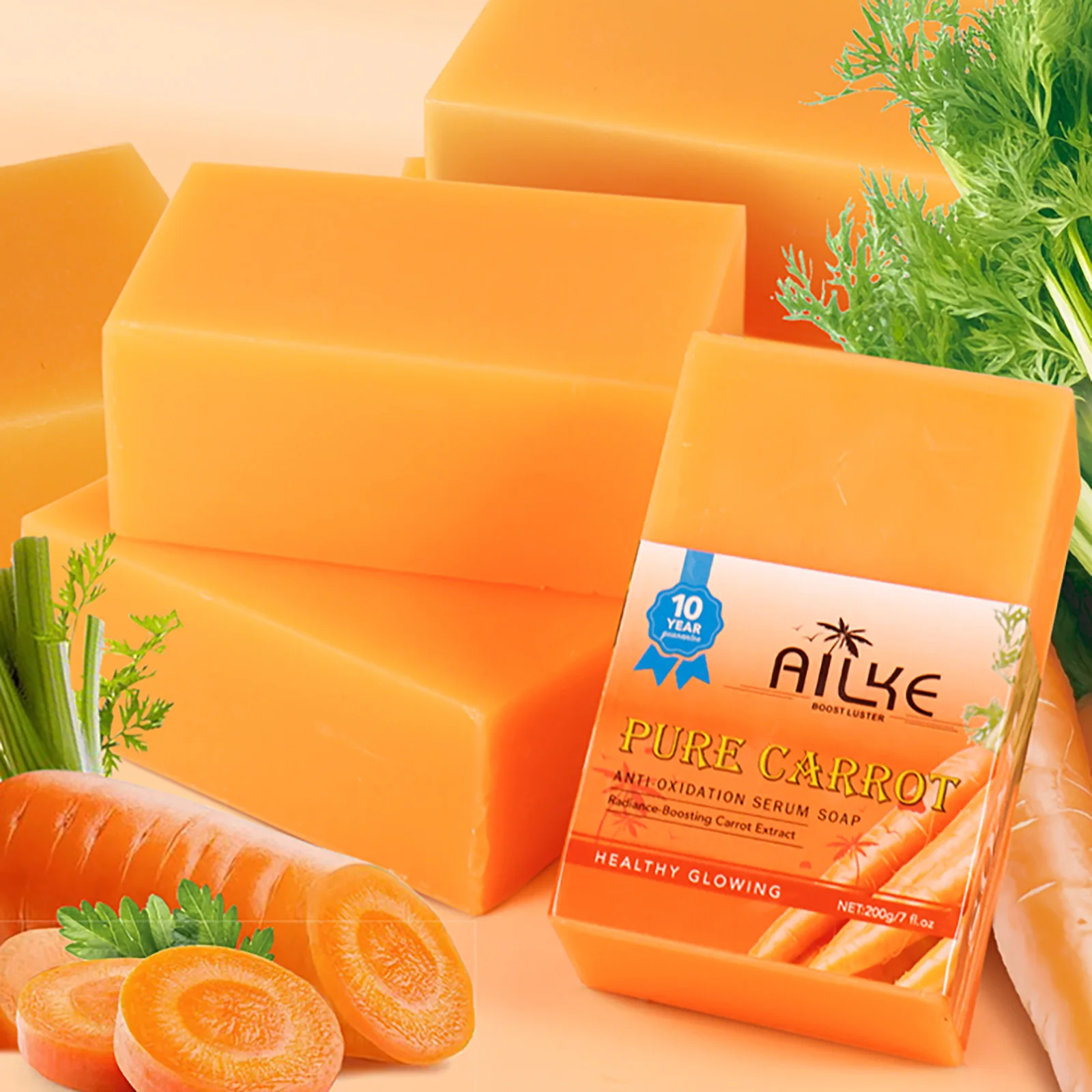 

AILKE Pure Carrot Serum Soap, Lighten Skin Tone, Remove Dark Spots, Freckles, Melasma, For Caramel, Black, Dark Skin