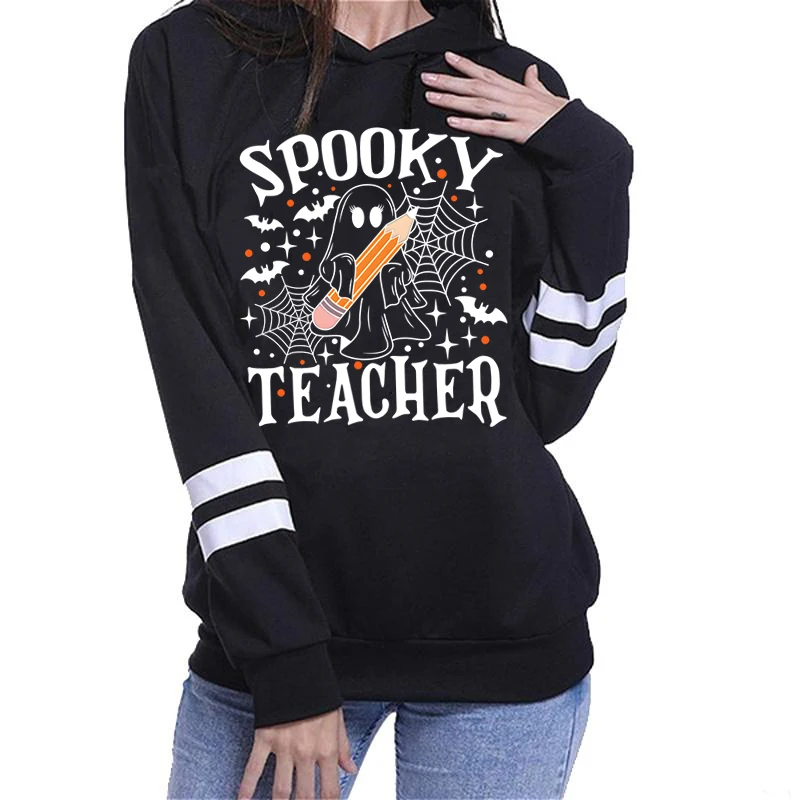 Halloween Ghost Spooky Lehrer Print Hoodies für Frauen Herbst und Winter lässig Hoodies Hoodies Damen Sweatshirts