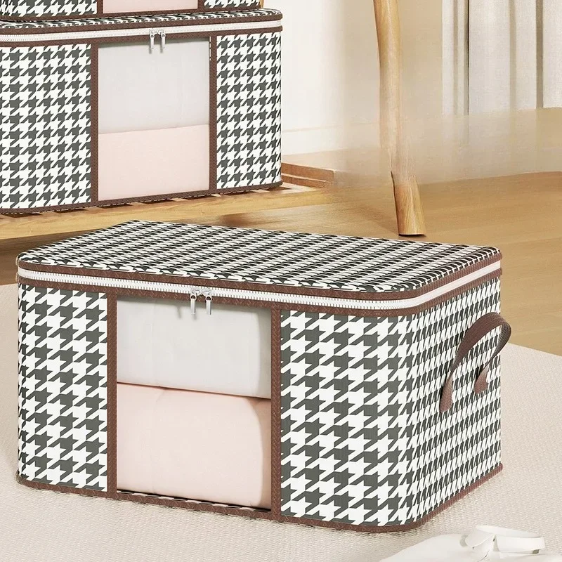 New Style Houndstooth Storage Visual Portable Quilt Bag Multifunctional Dustproof Home Moving Packing and Organizing Storage Box