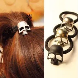 Gothic Punk Skull Elastic Hair Bands Hair Accessories Retro Funny Halloween Cosplay Party Skeleton Headdress Hair Ties Wholesale