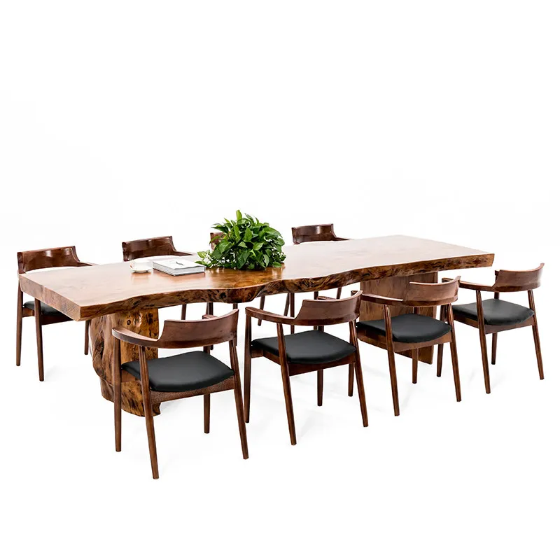 Solid wood conference table long table simple modern desk whole board negotiation table and chair combination