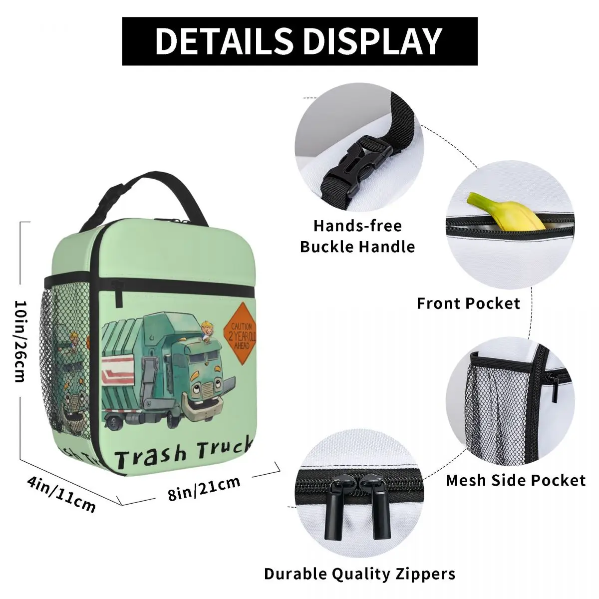 Trash Truck Cartoon Netflix Insulated Lunch Bag for Women Children Portable Food Boxes Thermal Lunch Box Tote