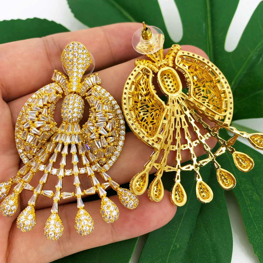 

Missvikki Original Luxury Big Skeleton Pendant Earrings For Women Wedding Party Luxury Shiny Earrings Jewelry Gift High Quality