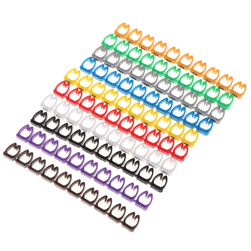 100/150pcs Cable Markers Colourful C-Type Marker Number Tag Label For Wire 1.5/2.5/4/ 6mm²