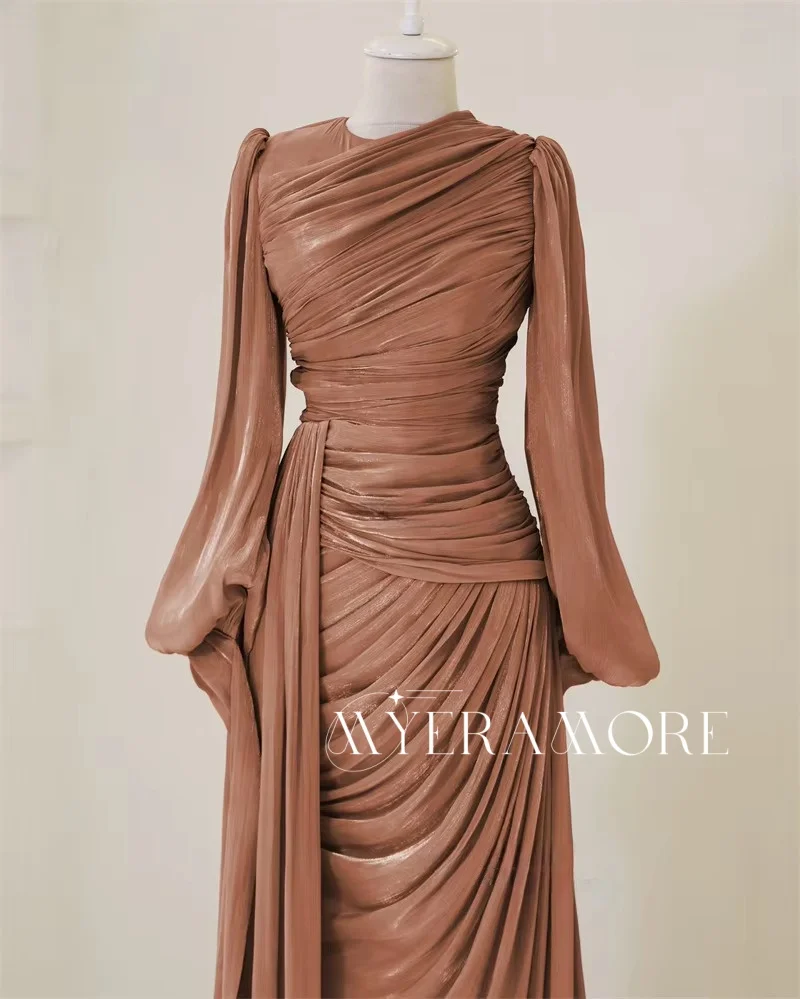 فساتين سهرة متواضعة من التول حورية البحر طيات فستان حفلة موسيقية بأكمام طويلة لحفلات الزفاف فستان صيفي مخصص #1