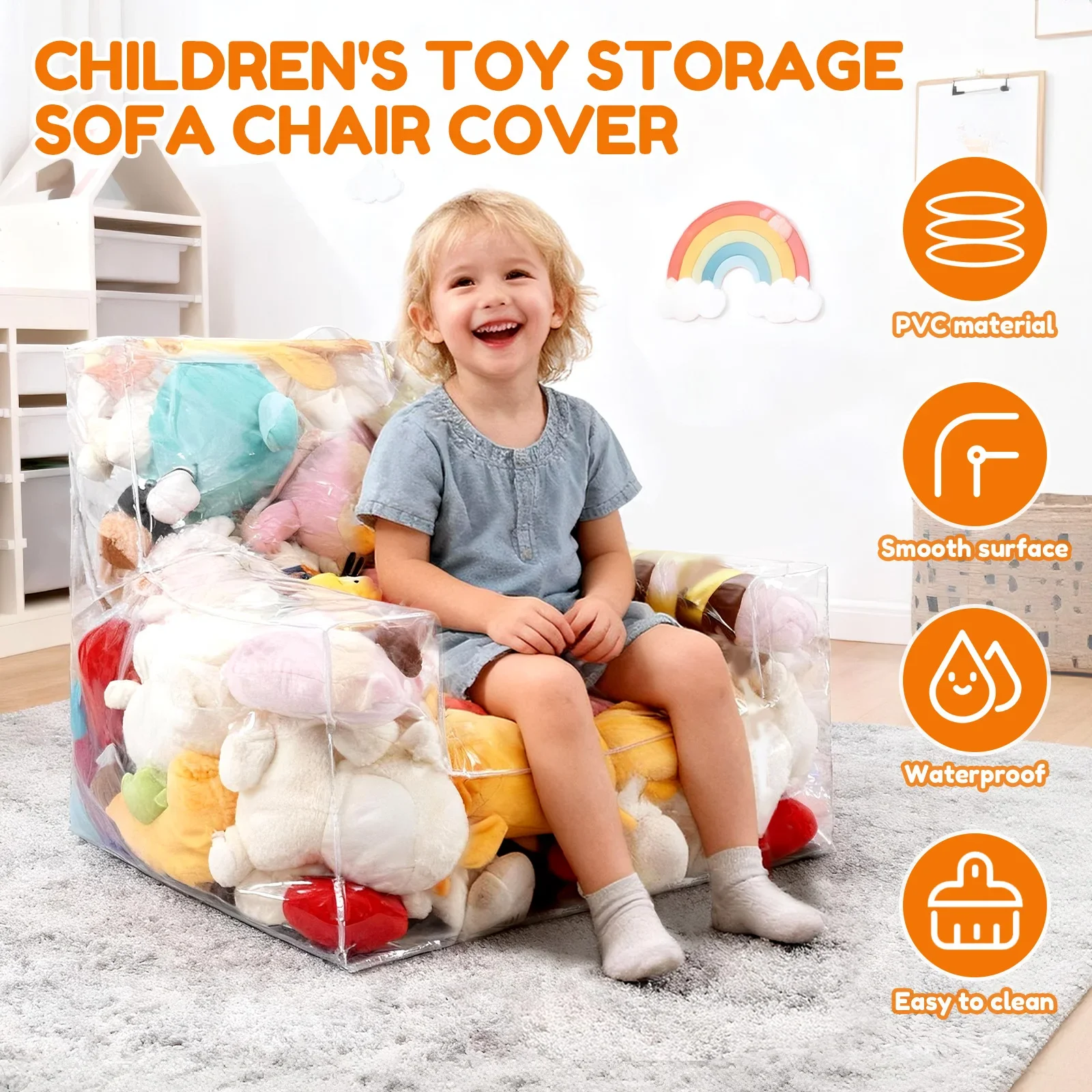 Clear Plush Toys Chair Cover Children Stuffed Animal Bean Doll Storage Bag Seat Extra Large Organizing with Zipper