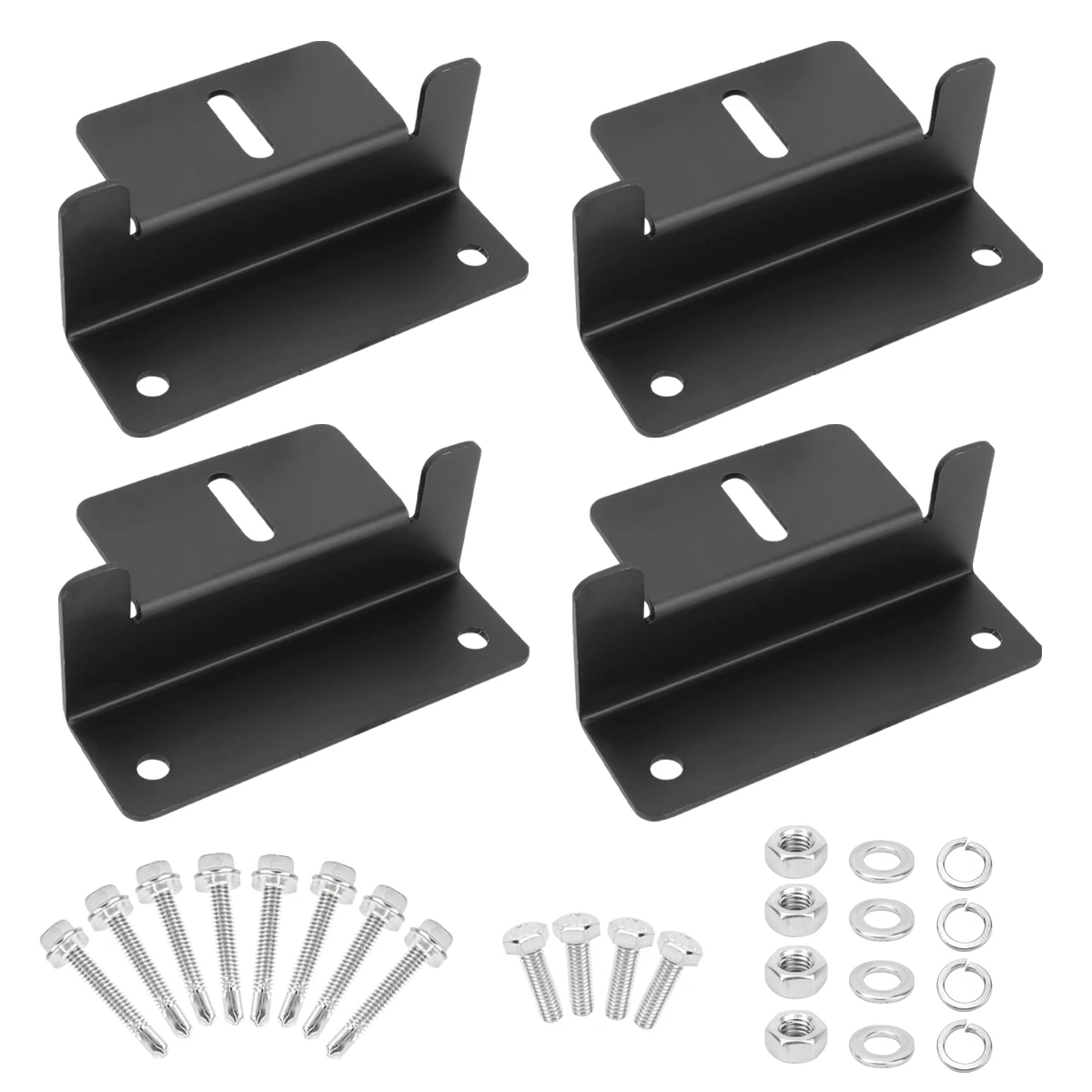 

4-piece set of black solar panel Z-bracket - suitable for RVs, trailers, trucks, campers, boats, walls, roofs